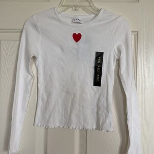 New! Girls' Long Sleeve ❤️ T-Shirt - Art Class White Hearts Size Medium